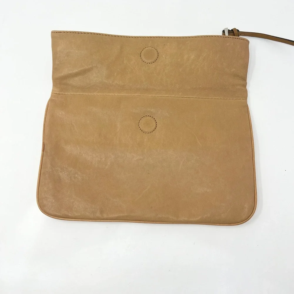 Joelle Hawkens Foldover‎ Clutch Handbag 12x18 Carmel Leather